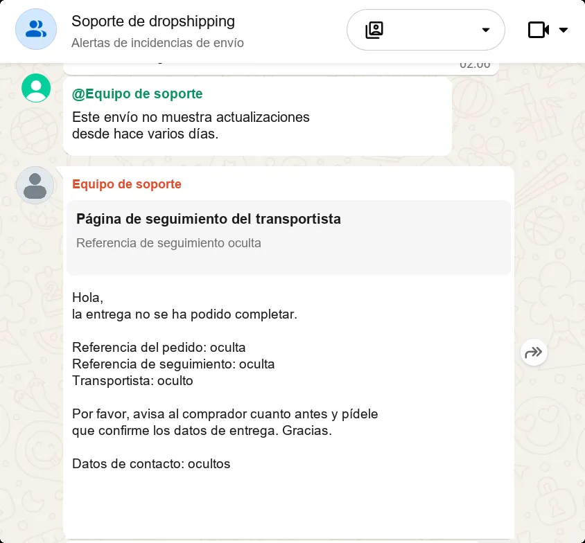 Alertas posventa sobre incidencias de env&iacute;o