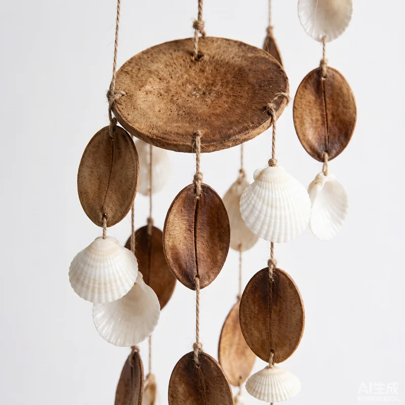 M&oacute;vil de viento con caracolas naturales