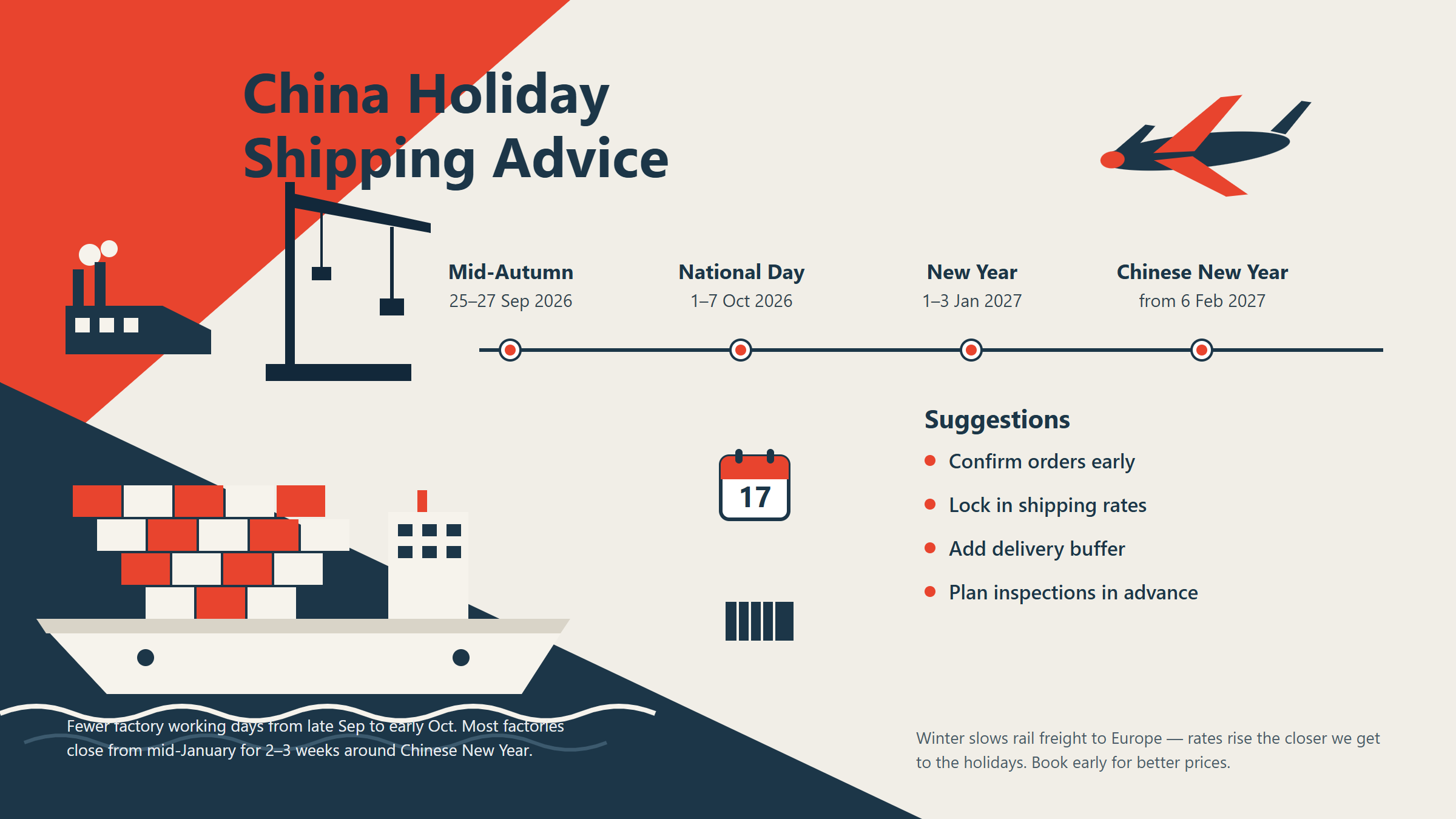Calendario de festivos en China 2026-2027: planifique producci&oacute;n y env&iacute;os con antelaci&oacute;n