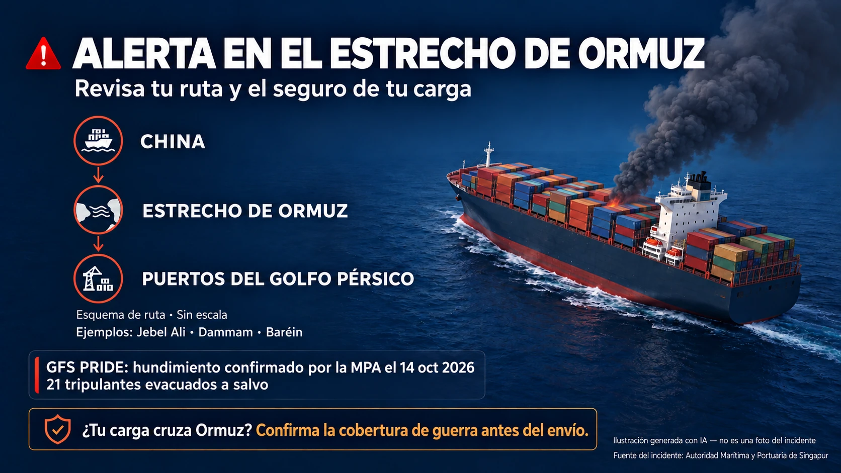 Hundimiento en Ormuz: revisa la ruta y el seguro de tu carga